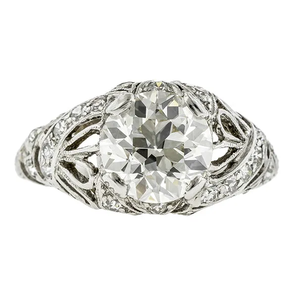 Art Deco Diamond Engagement Ring, RBC 2.03ct