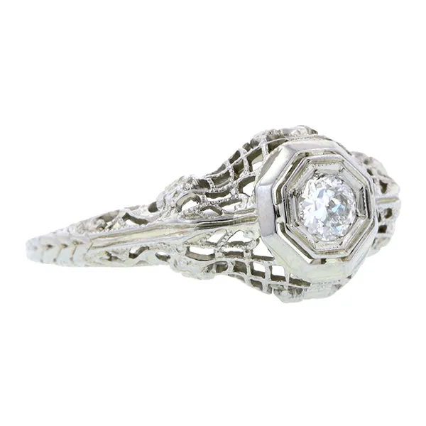 Art Deco Diamond Engagement Ring, TRB 0.16ct
