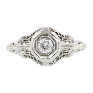 Art Deco Diamond Engagement Ring, TRB 0.16ct