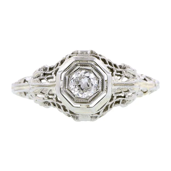 Art Deco Diamond Engagement Ring, TRB 0.16ct