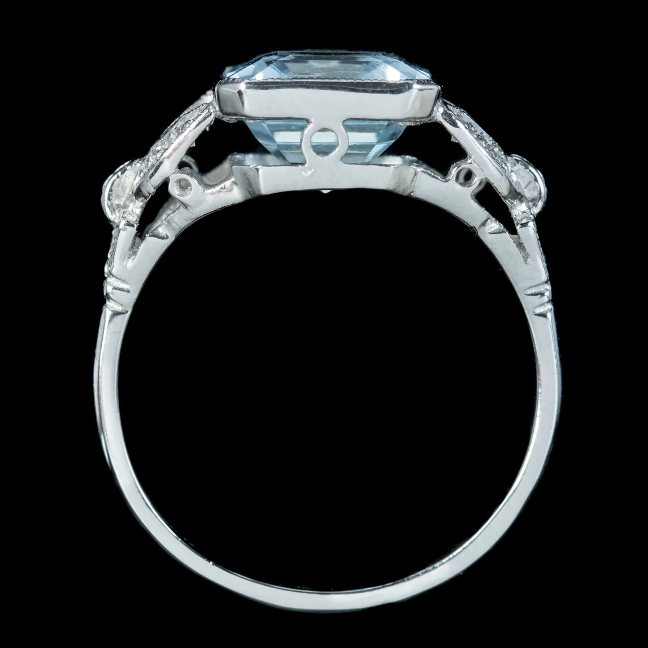 Art Deco Style Aquamarine Diamond Ring 3.5ct Aqua