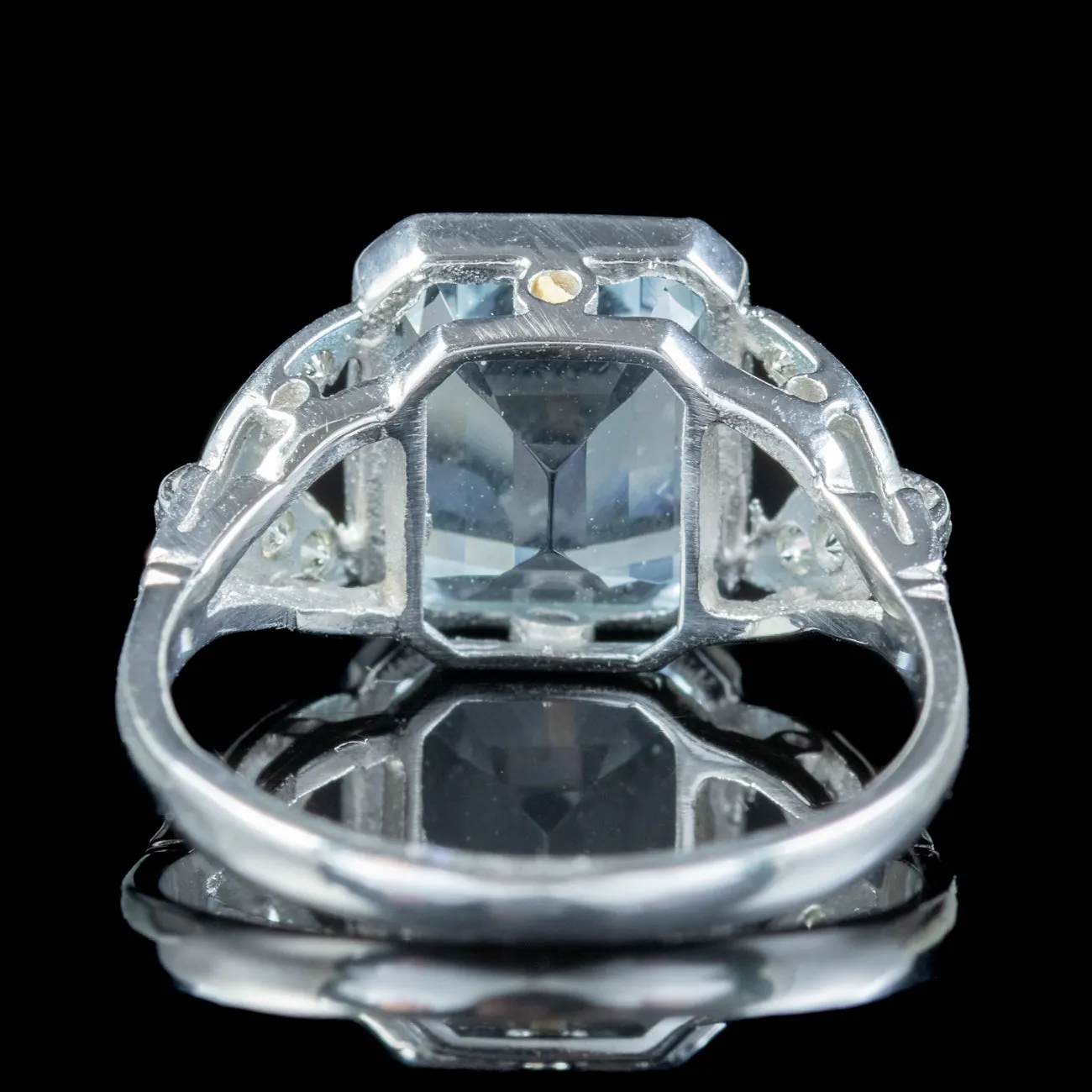 Art Deco Style Aquamarine Diamond Ring 3.5ct Aqua