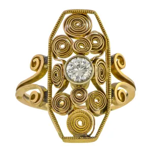 Arts & Crafts Diamond Ring, RBC 0.41ct
