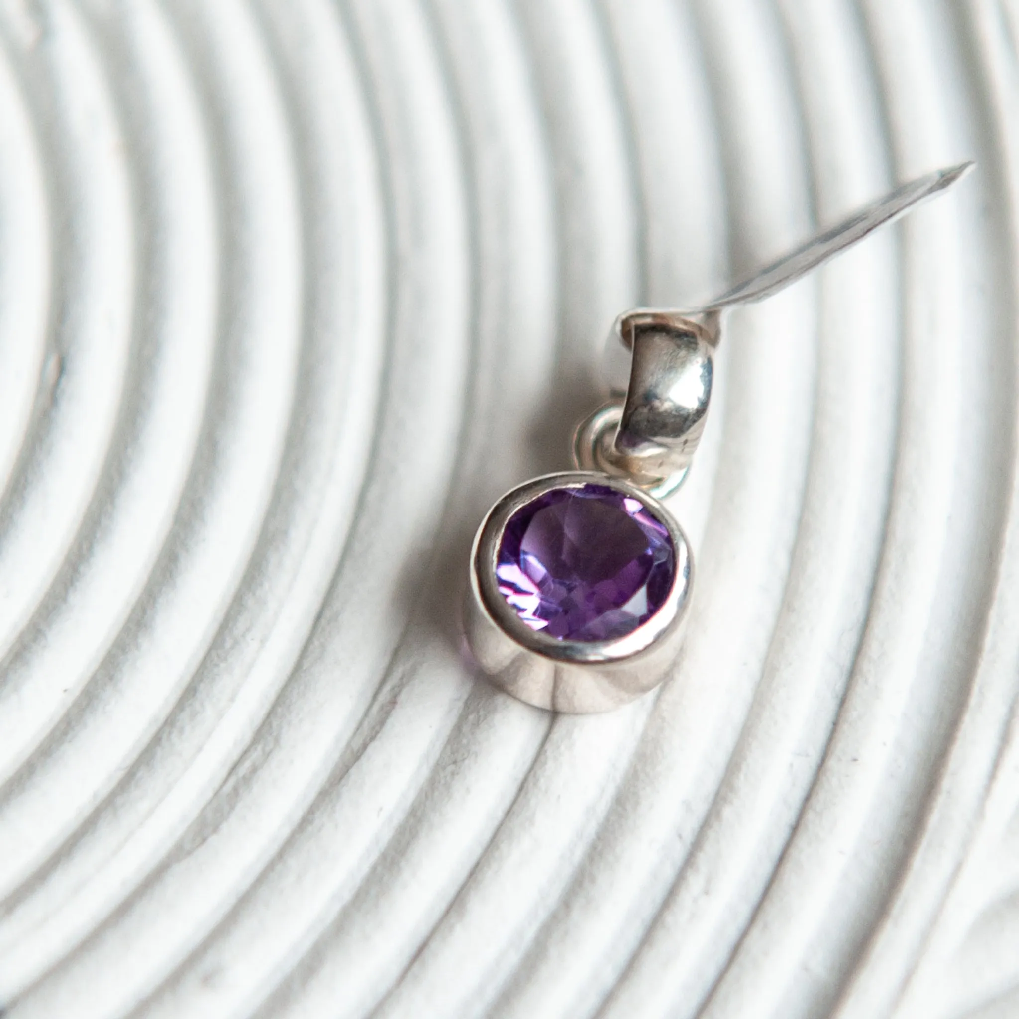 Balinese Amethyst Dot Silver Pendant