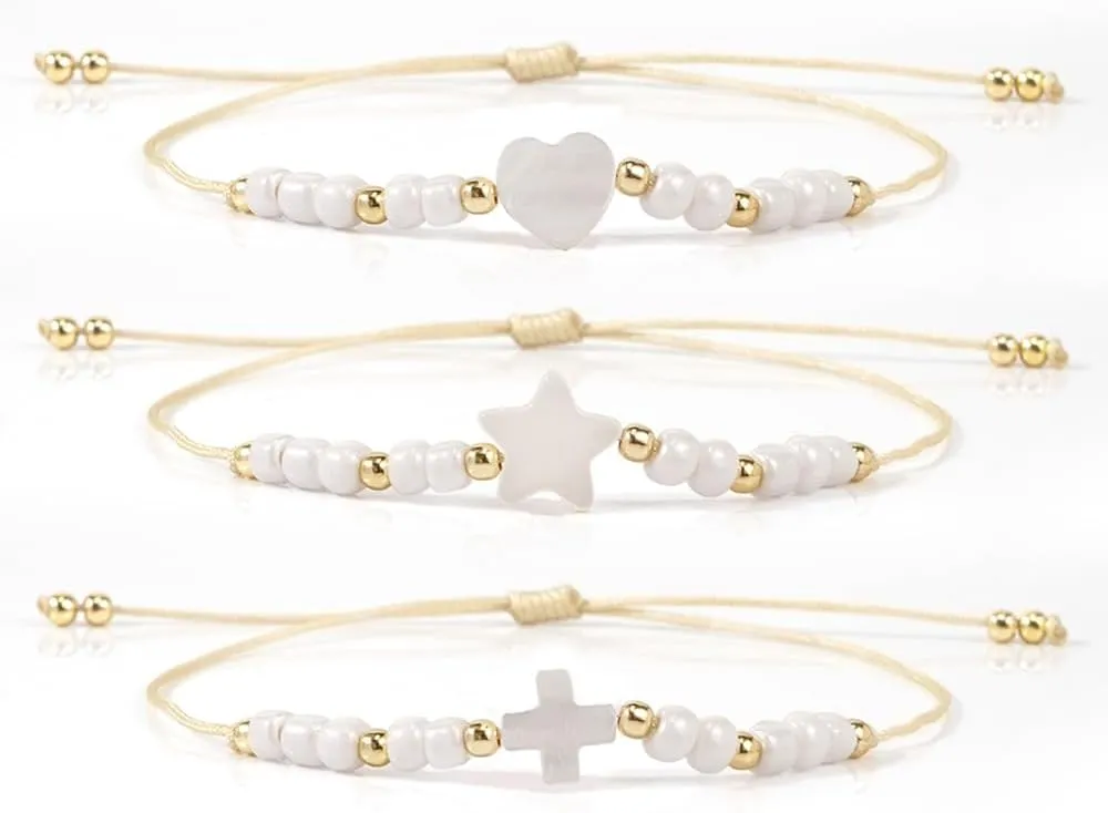 Beaded Charm Braided Bracelets for Women Men, Cute Handmade Beads Adjustable Beige Rope String Lucky Bracelet Friendship Holiday Jewelry Gift
