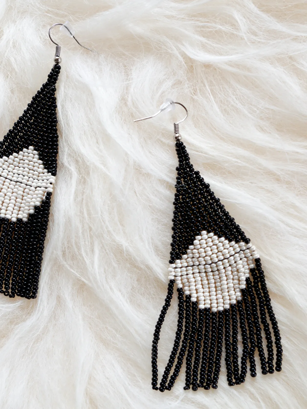 Beaded Fringe Earrings In Contrast