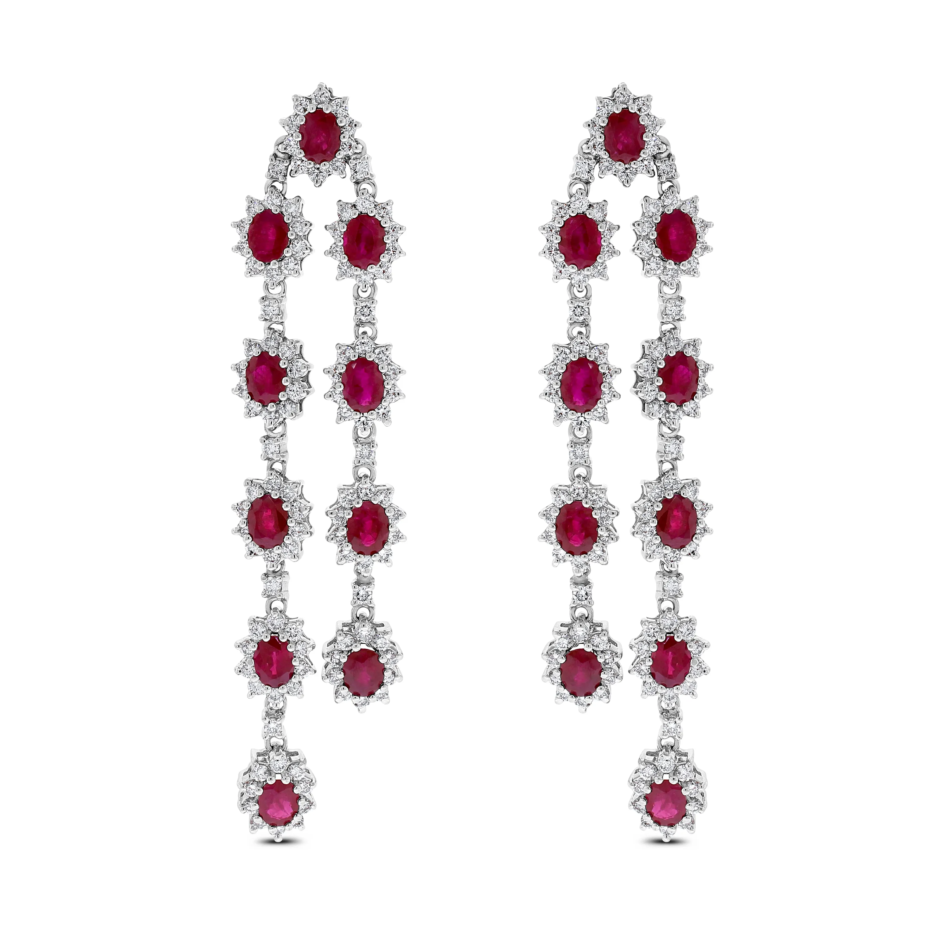 Beauvince Rosemary Ruby Earrings (14.23 ct Rubies & Diamonds) in White Gold