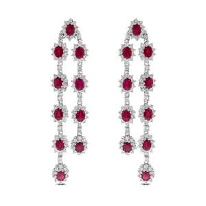 Beauvince Rosemary Ruby Earrings (14.23 ct Rubies & Diamonds) in White Gold