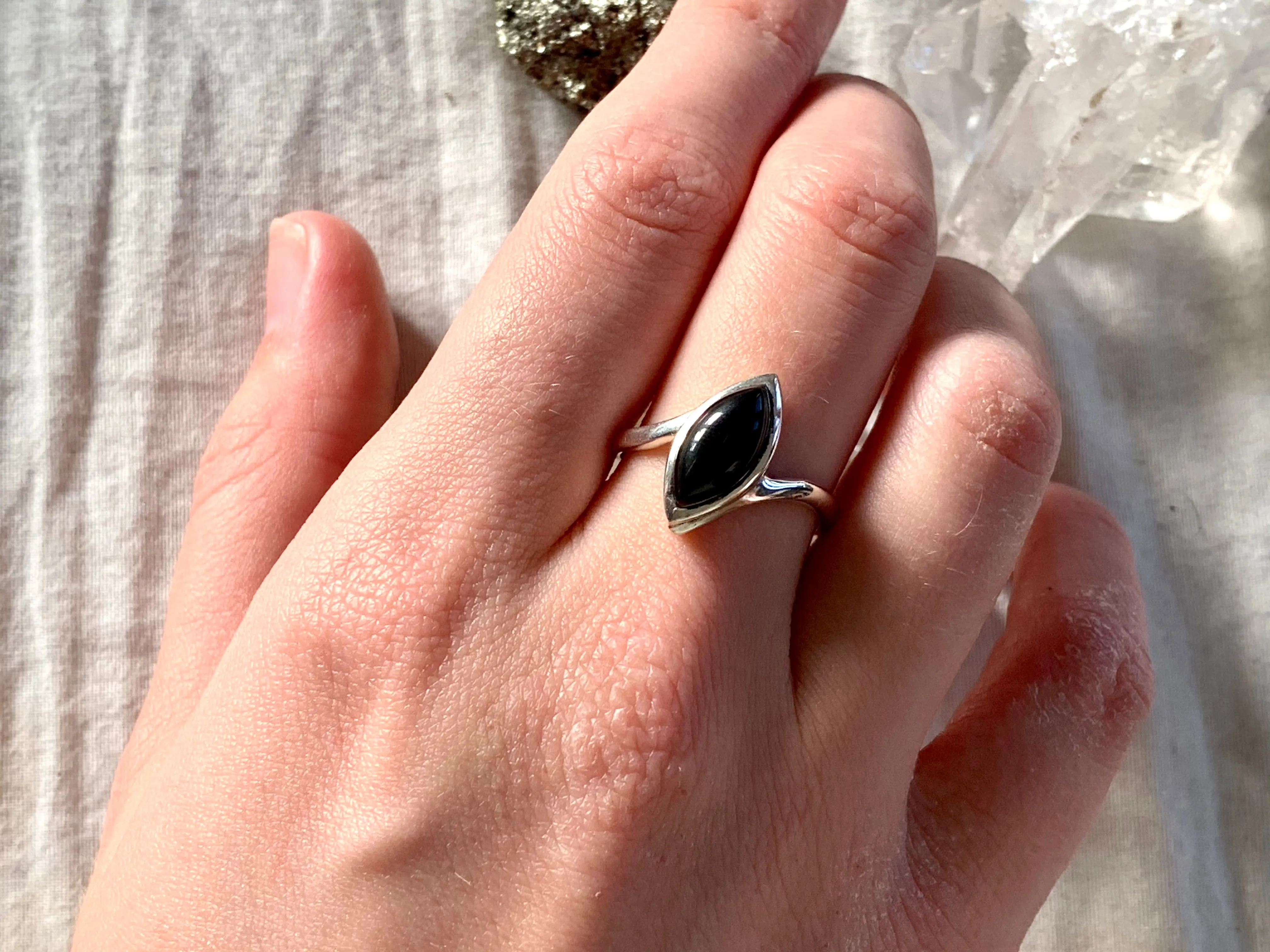 Black Onyx / Blue Topaz / Malachite Meira Ring