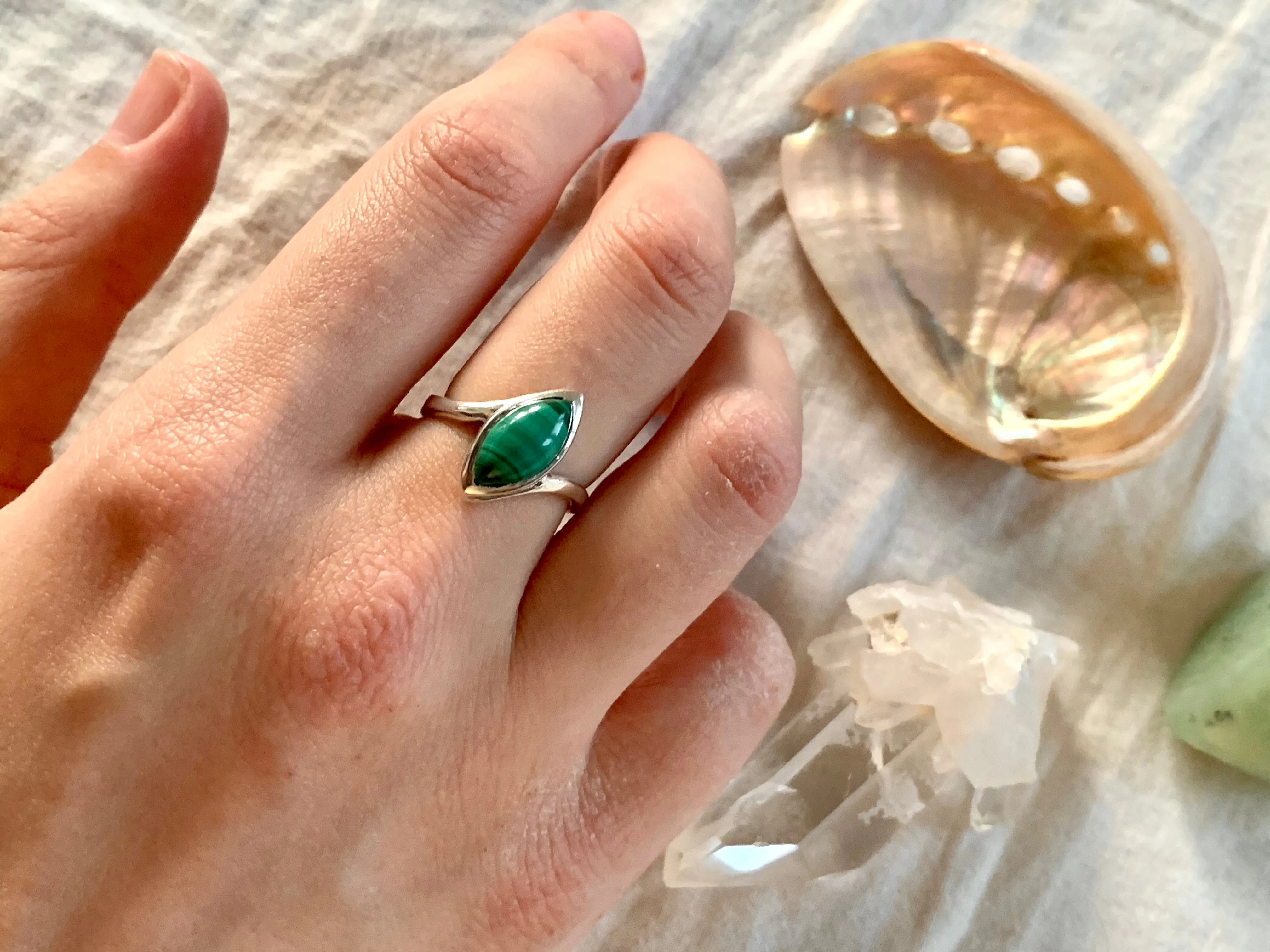 Black Onyx / Blue Topaz / Malachite Meira Ring