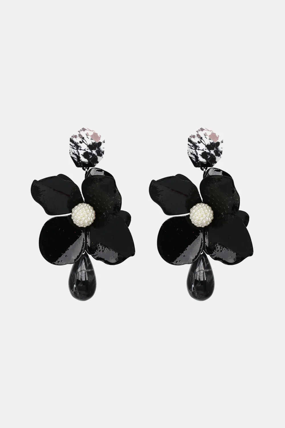 Blossom Flower Teardrop Resin Dangle Earrings - Modern Style