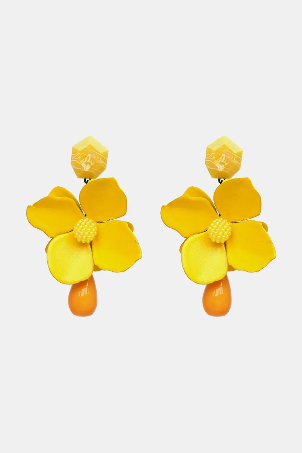 Blossom Flower Teardrop Resin Dangle Earrings - Modern Style