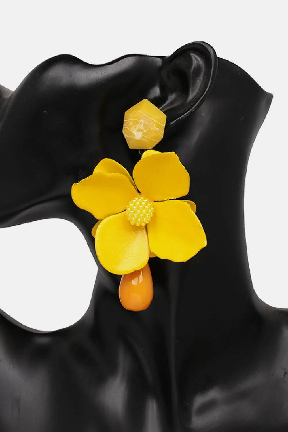 Blossom Flower Teardrop Resin Dangle Earrings - Modern Style