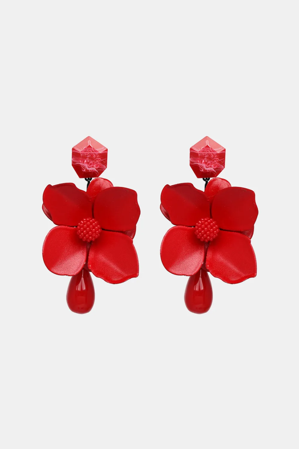 Blossom Flower Teardrop Resin Dangle Earrings - Modern Style