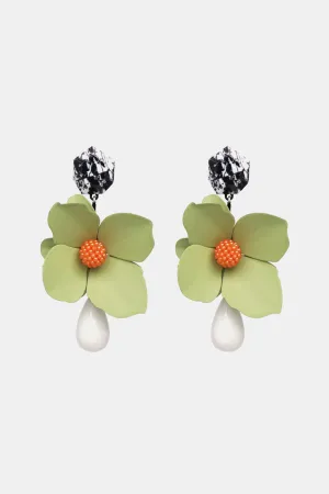 Blossom Flower Teardrop Resin Dangle Earrings - Modern Style