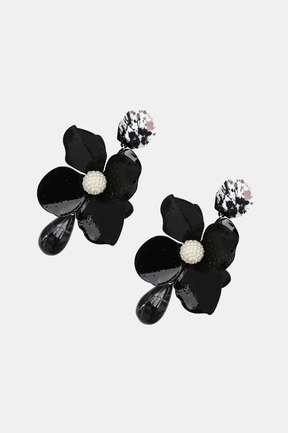 Blossom Flower Teardrop Resin Dangle Earrings - Modern Style