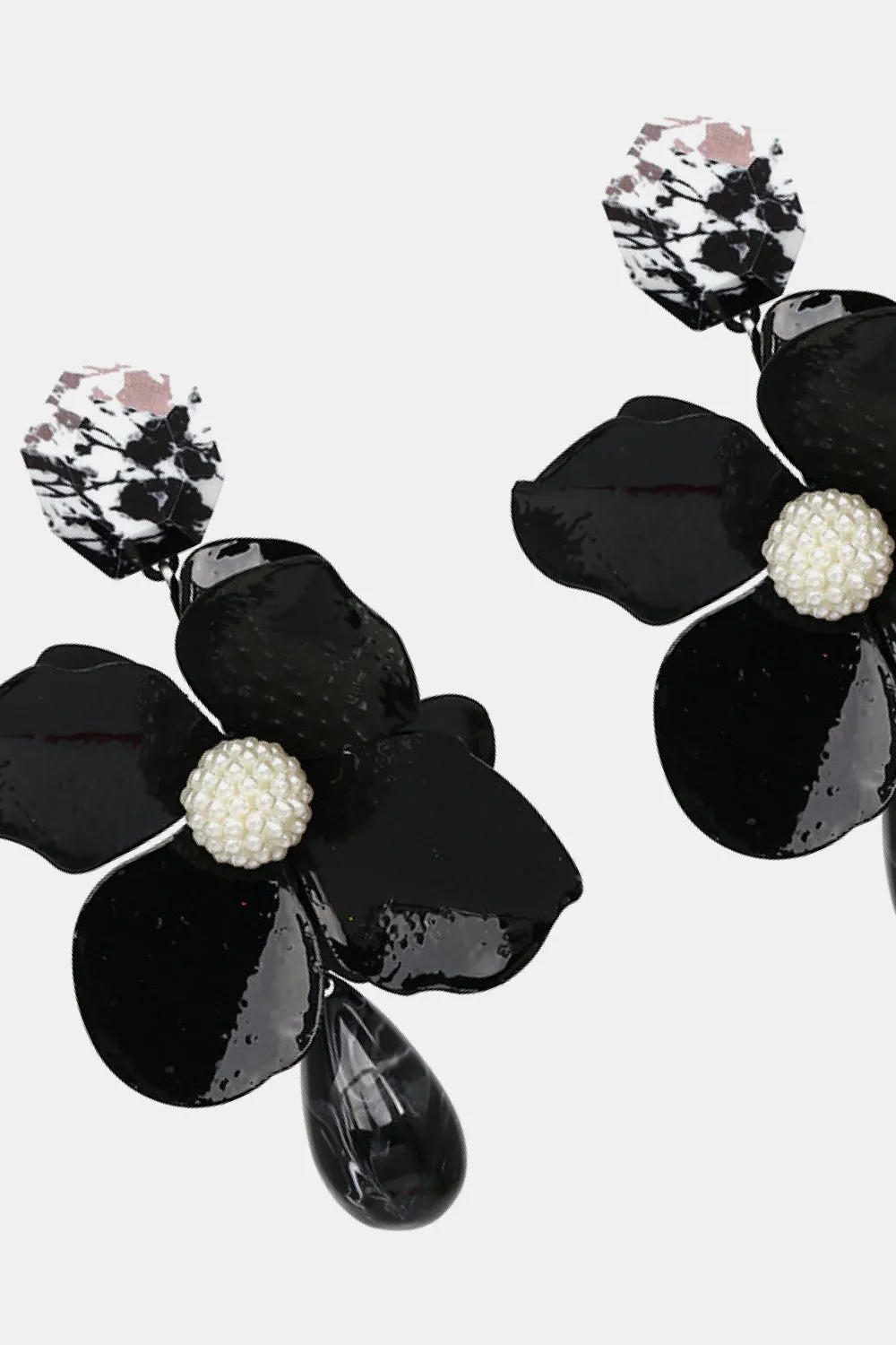 Blossom Flower Teardrop Resin Dangle Earrings - Modern Style