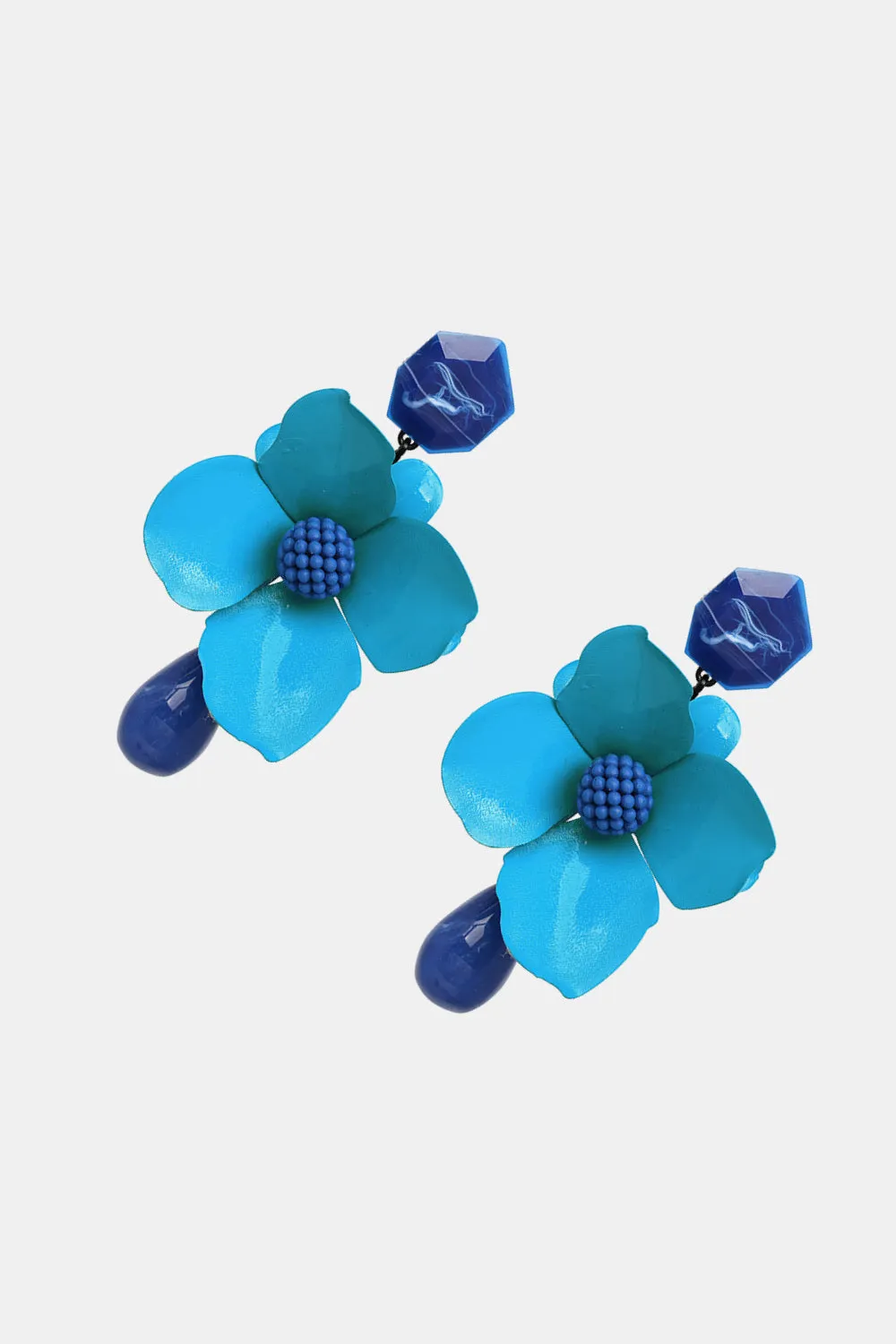 Blossom Flower Teardrop Resin Dangle Earrings - Modern Style