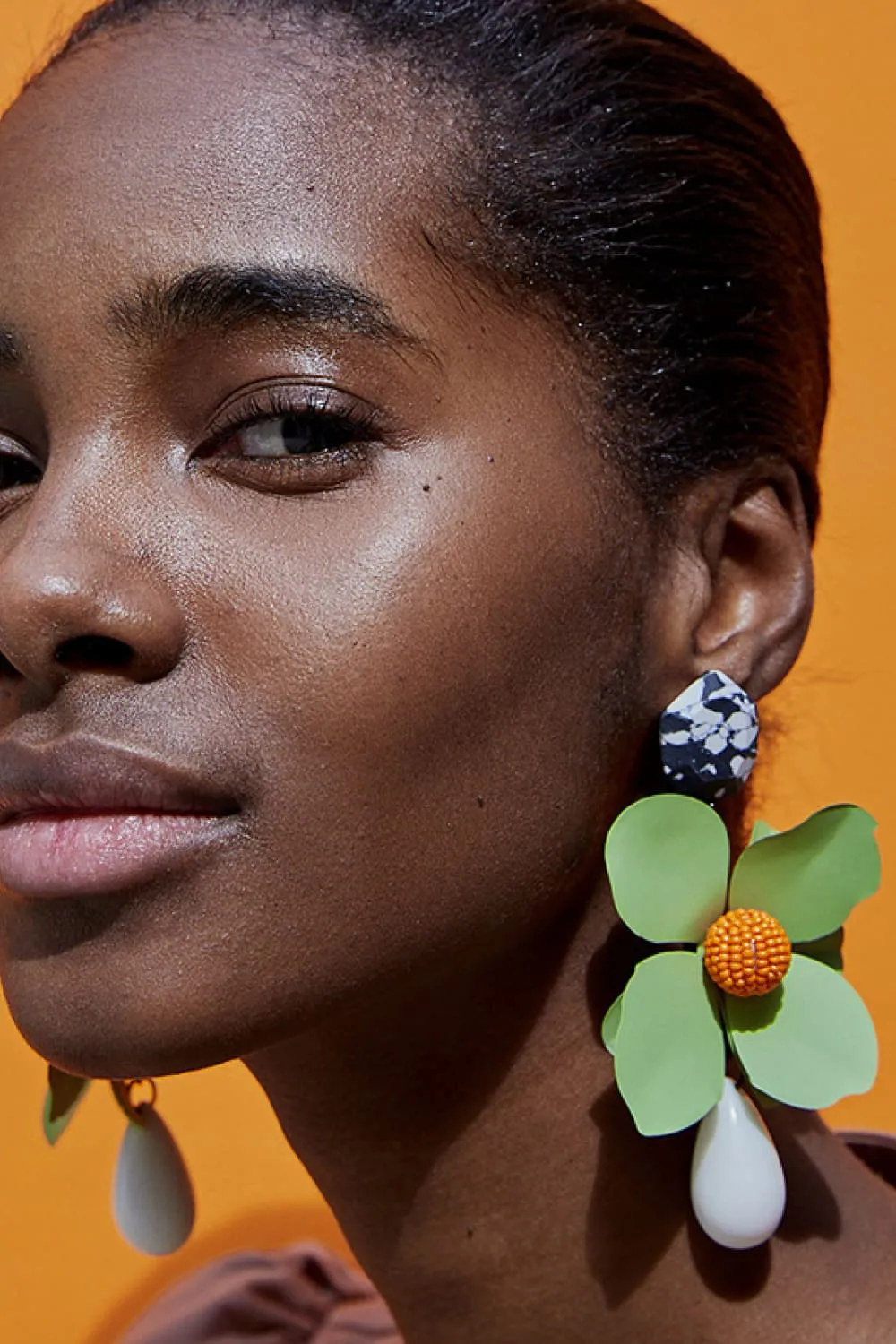 Blossom Flower Teardrop Resin Dangle Earrings - Modern Style
