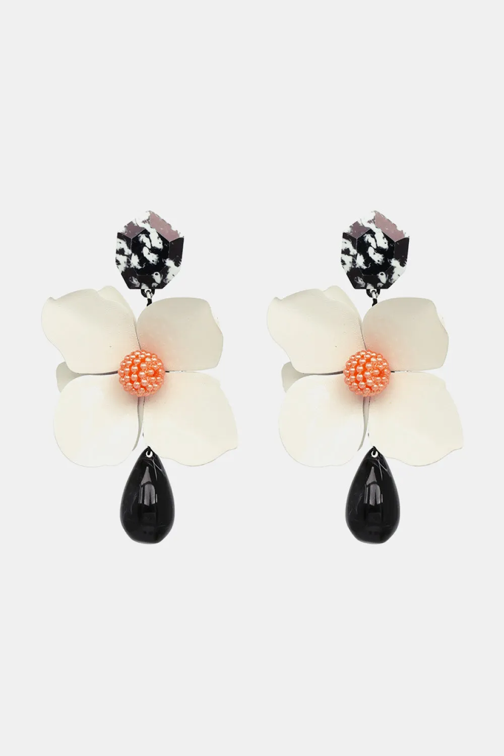 Blossom Flower Teardrop Resin Dangle Earrings - Modern Style