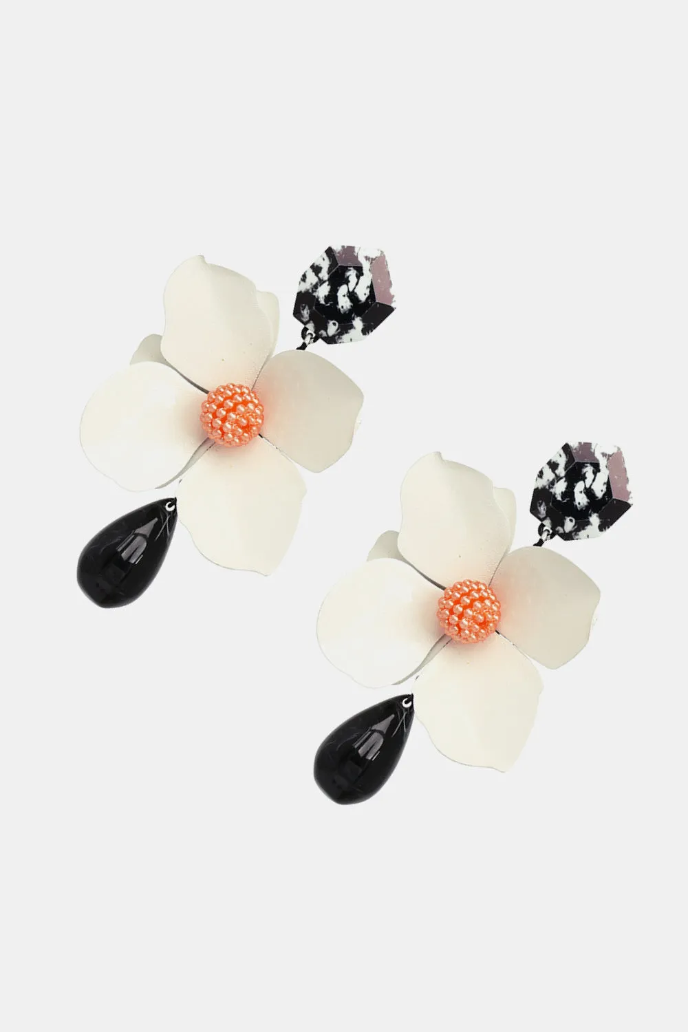 Blossom Flower Teardrop Resin Dangle Earrings - Modern Style