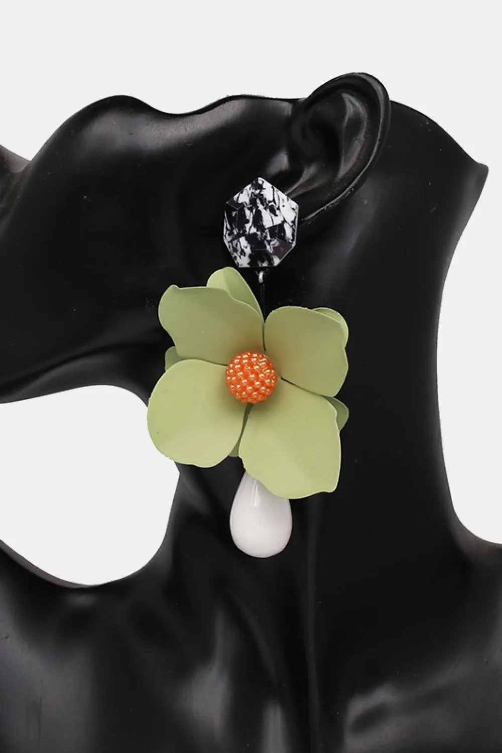 Blossom Flower Teardrop Resin Dangle Earrings - Modern Style