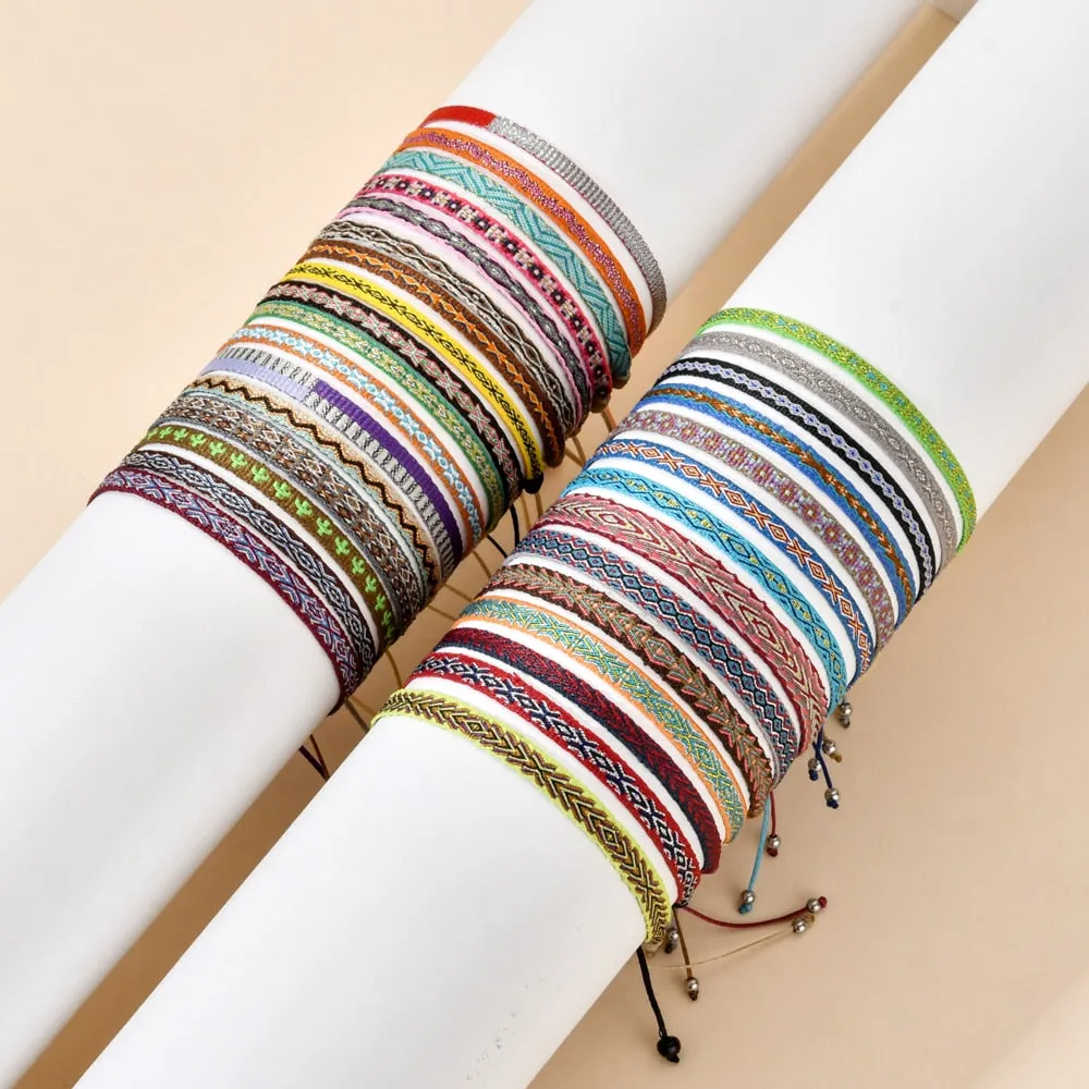 Boho Colorful Woven Rope String Bracelet Yoga Handmade Chic Webbing Friendship Bracelets for Men Women Child Lucky Jewelry