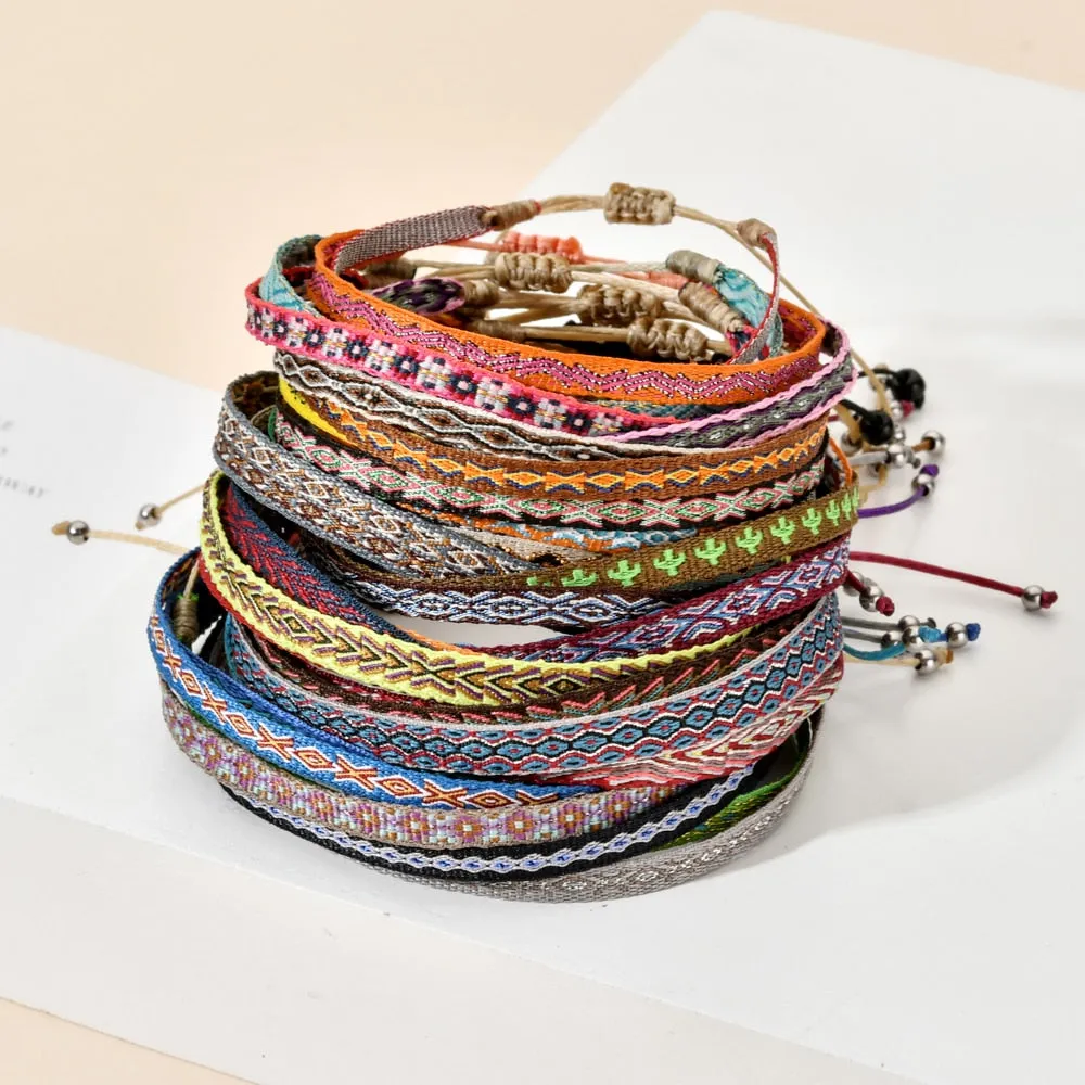 Boho Colorful Woven Rope String Bracelet Yoga Handmade Chic Webbing Friendship Bracelets for Men Women Child Lucky Jewelry