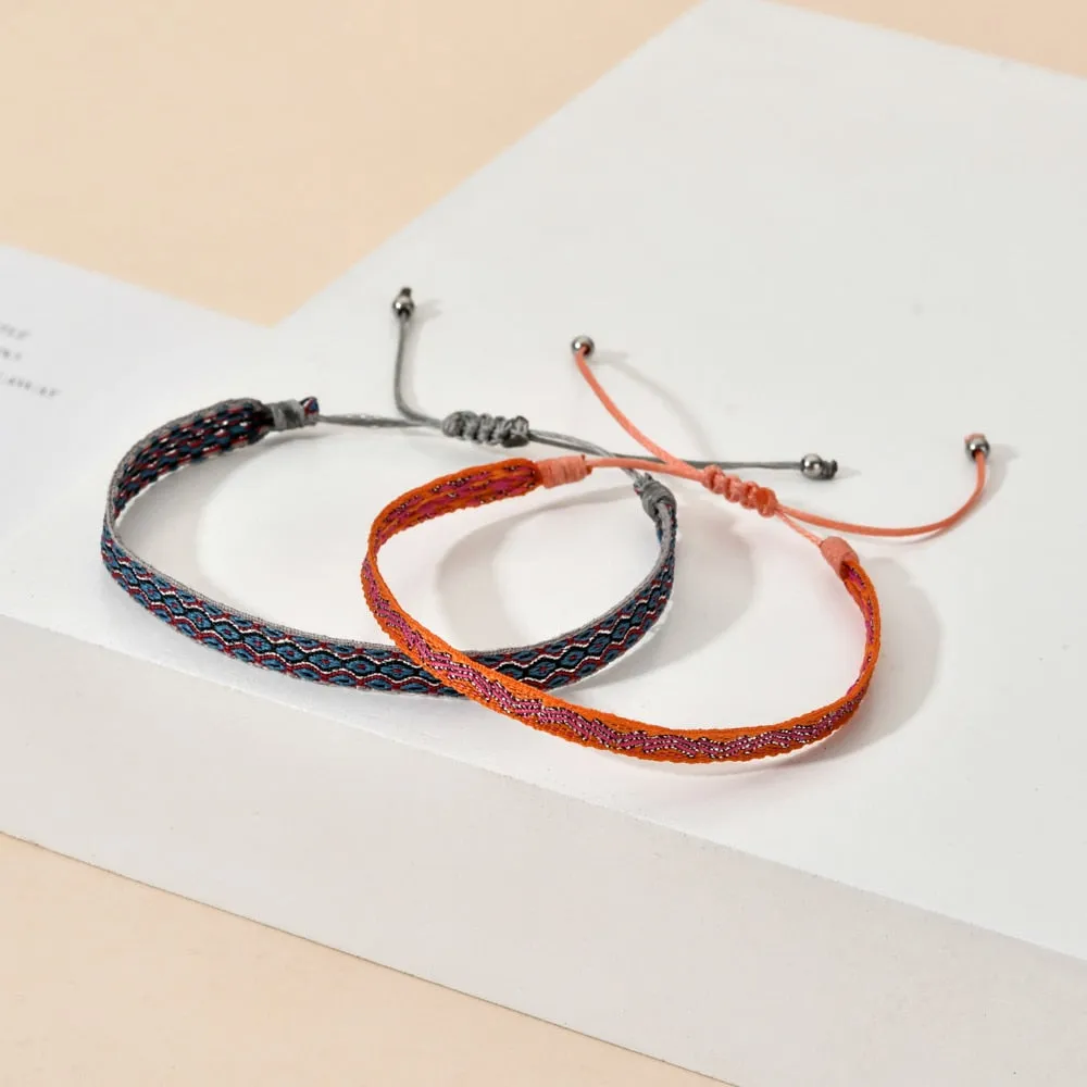 Boho Colorful Woven Rope String Bracelet Yoga Handmade Chic Webbing Friendship Bracelets for Men Women Child Lucky Jewelry