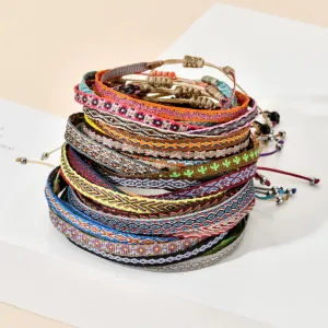 Boho Colorful Woven Rope String Bracelet Yoga Handmade Chic Webbing Friendship Bracelets for Men Women Child Lucky Jewelry