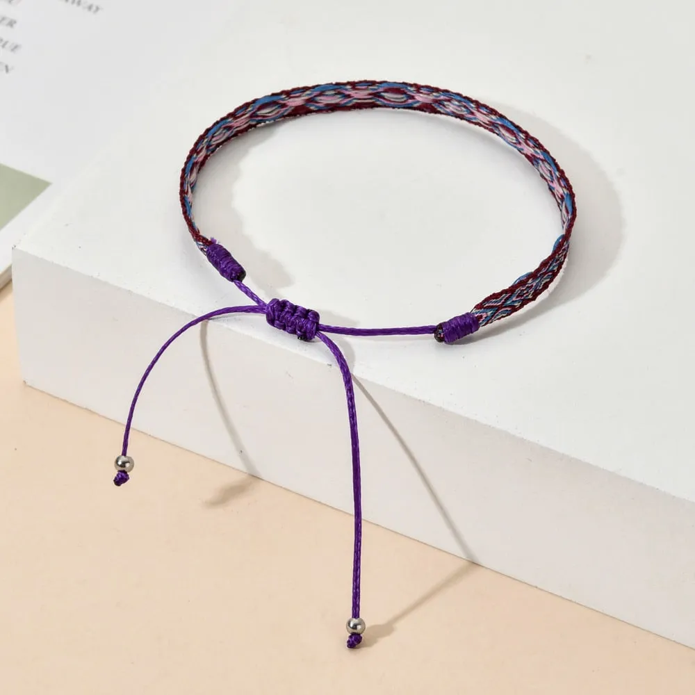 Boho Colorful Woven Rope String Bracelet Yoga Handmade Chic Webbing Friendship Bracelets for Men Women Child Lucky Jewelry