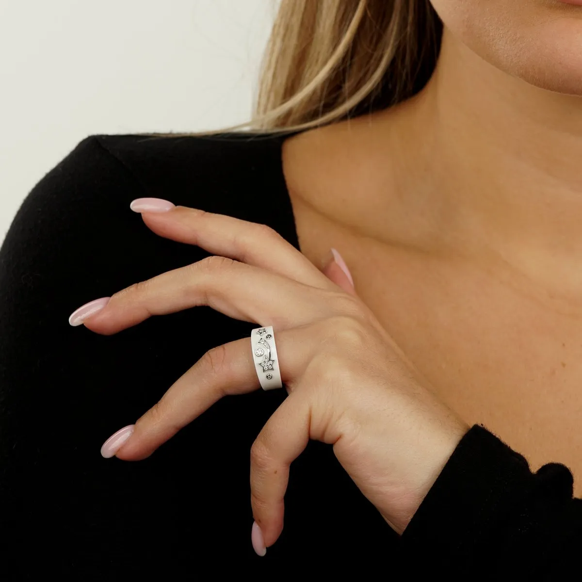 Chanel Comete Ceramic Medium Diamond Ring