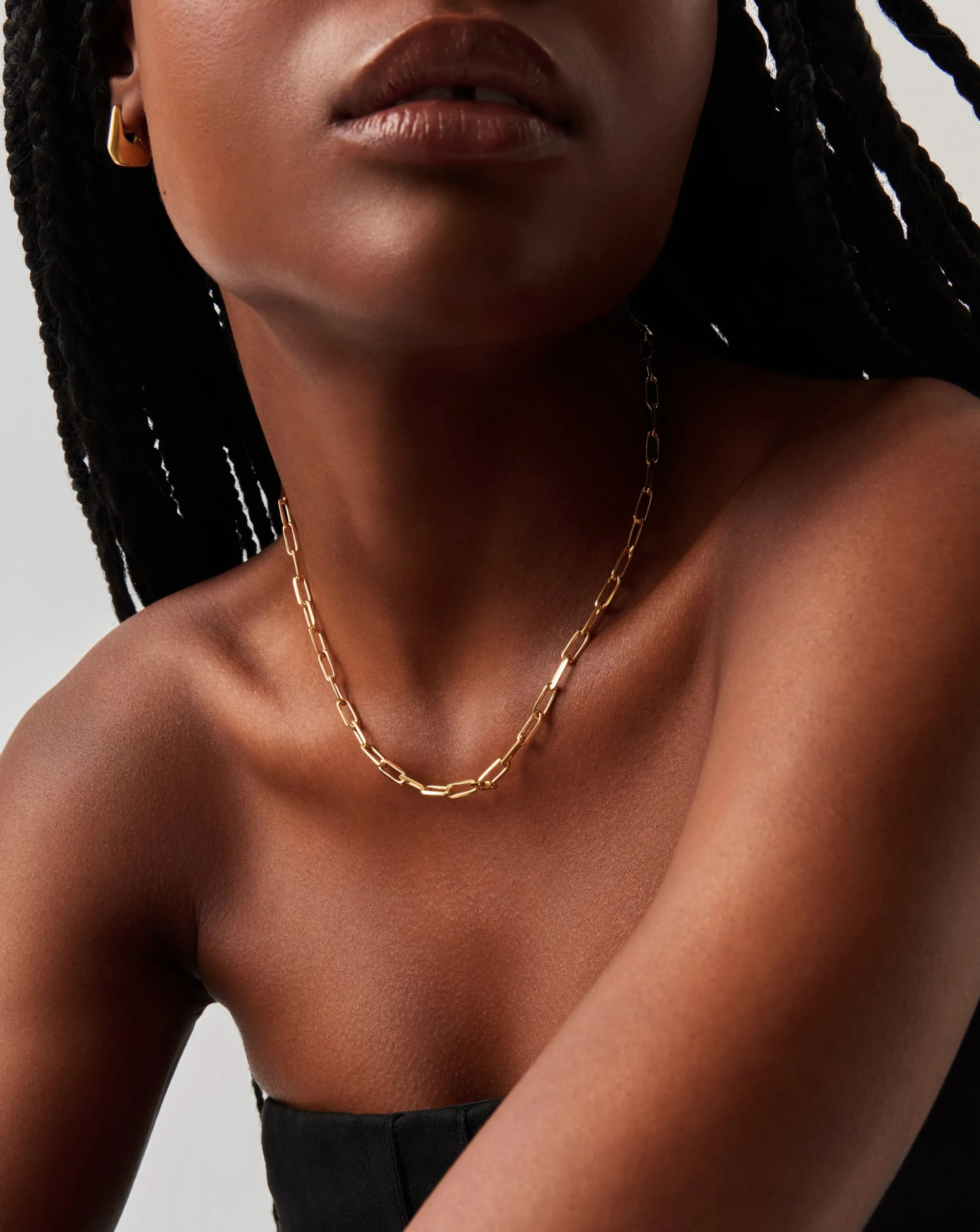 Classic Mini Short Paperclip Chain Necklace | 18ct Gold Plated