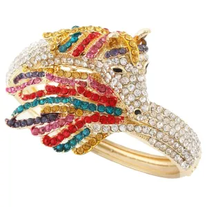 Colorful Gold Tone Austrian Crystal Horse Bridal Bangle