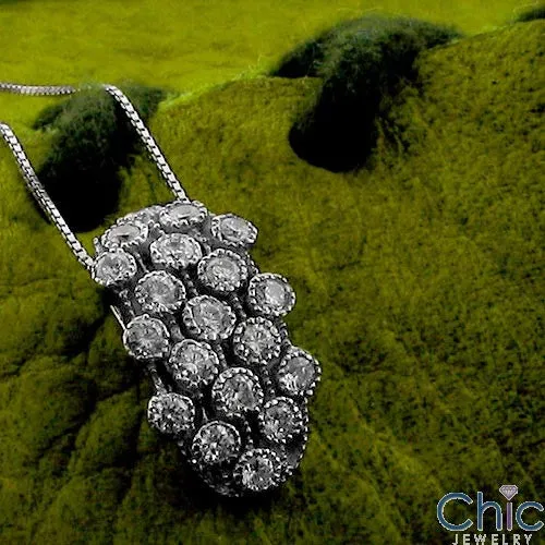 Cubic Zirconia Cz .95 Ct Round Bezels Pendant