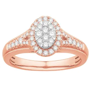 Diamond Oval Halo Engagement Ring in Rose Gold