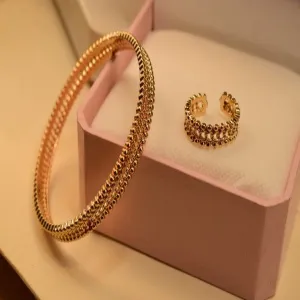 Dip Indian Gold Plated Stylish Bangles With Adjustable Ring  for Girls/Women