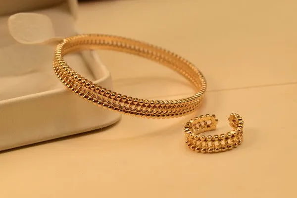 Dip Indian Gold Plated Stylish Bangles With Adjustable Ring  for Girls/Women