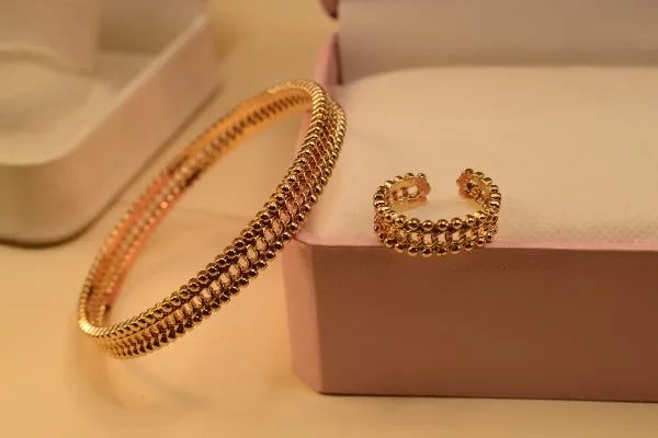 Dip Indian Gold Plated Stylish Bangles With Adjustable Ring  for Girls/Women