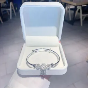 DOTEFFIL Silver Color Dreamcatcher Tassel Feather Lucky Bead Bracelet Bangle - Original Party Wedding Jewelry Gift for Women