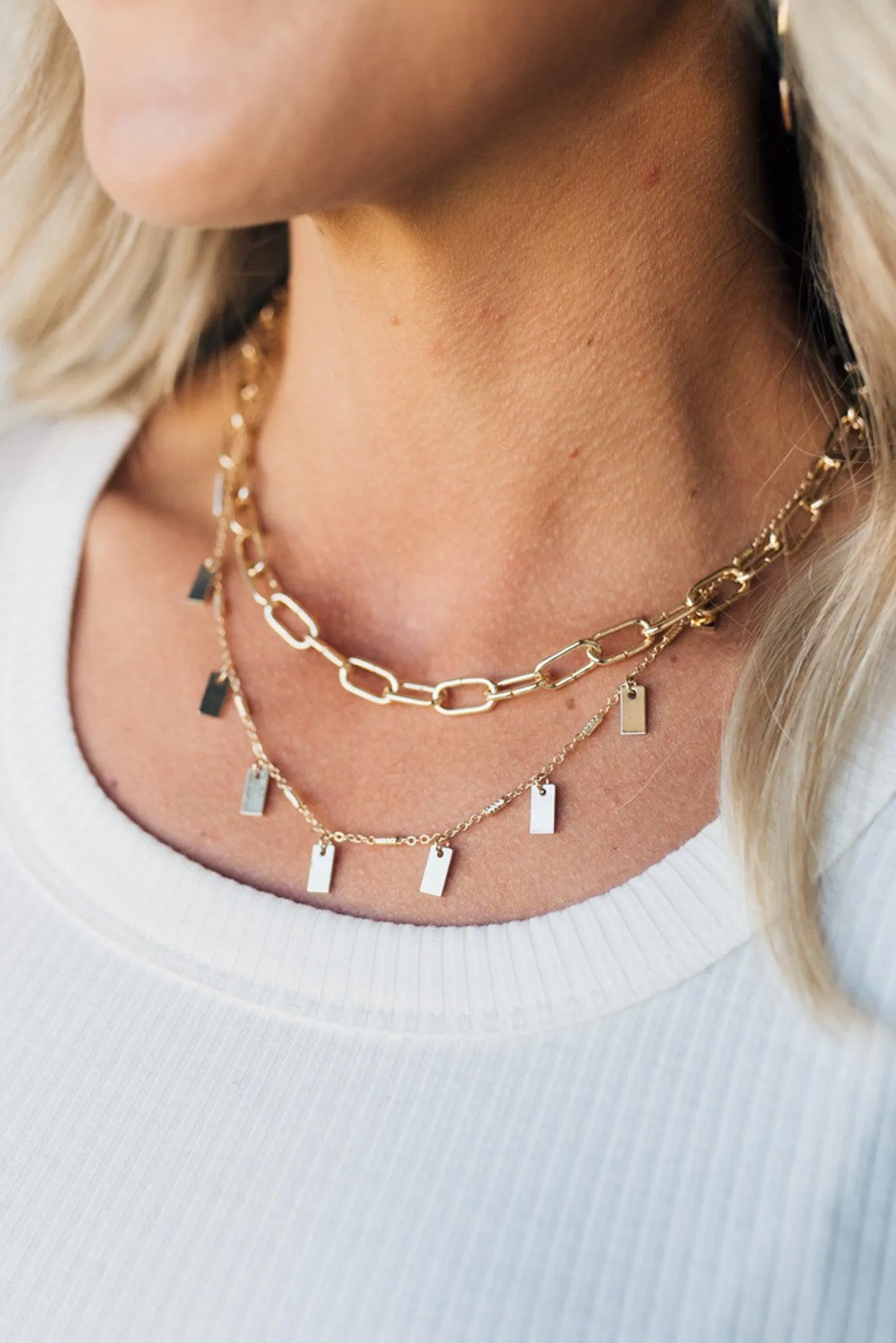 Double Row Tag Charm Necklace