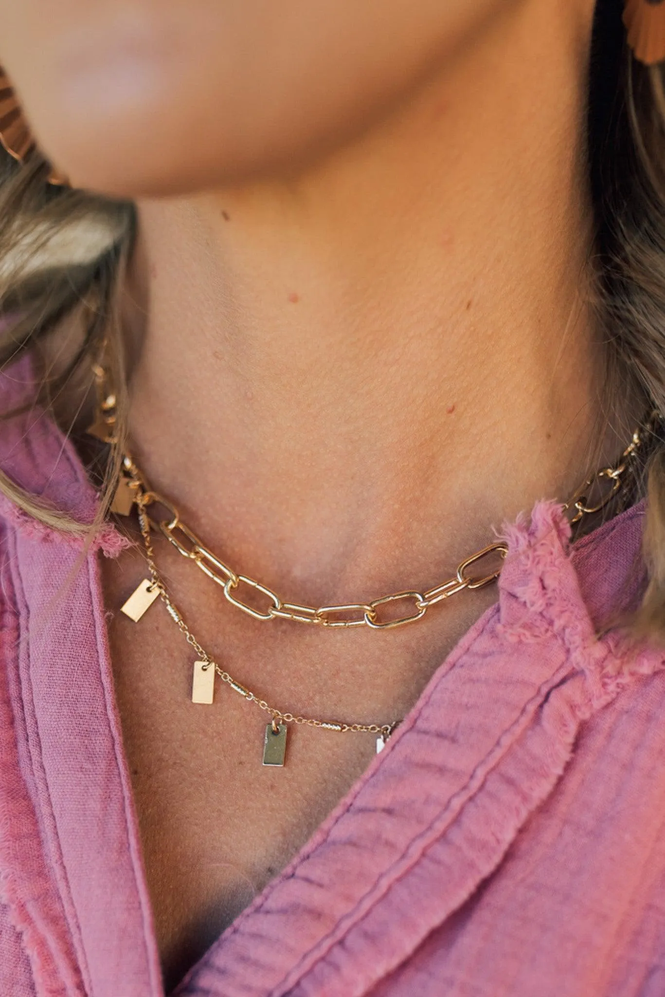 Double Row Tag Charm Necklace