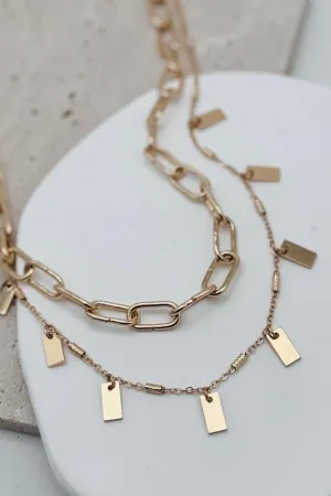 Double Row Tag Charm Necklace