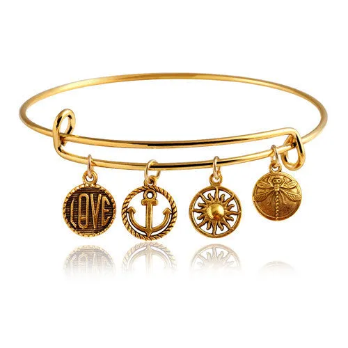 Dragonfly Vintage LOVE Heart Bangle Alloy Trendy Anchor Summer Style Leaf Bangles Best Friends Pendant Fine Jewelry