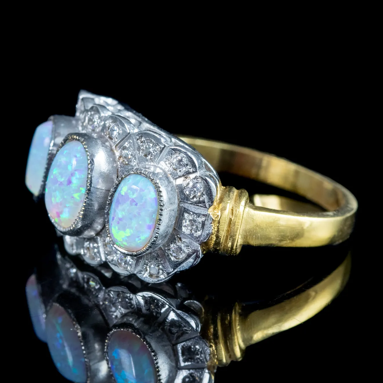 Edwardian Style Opal CZ Cluster Ring