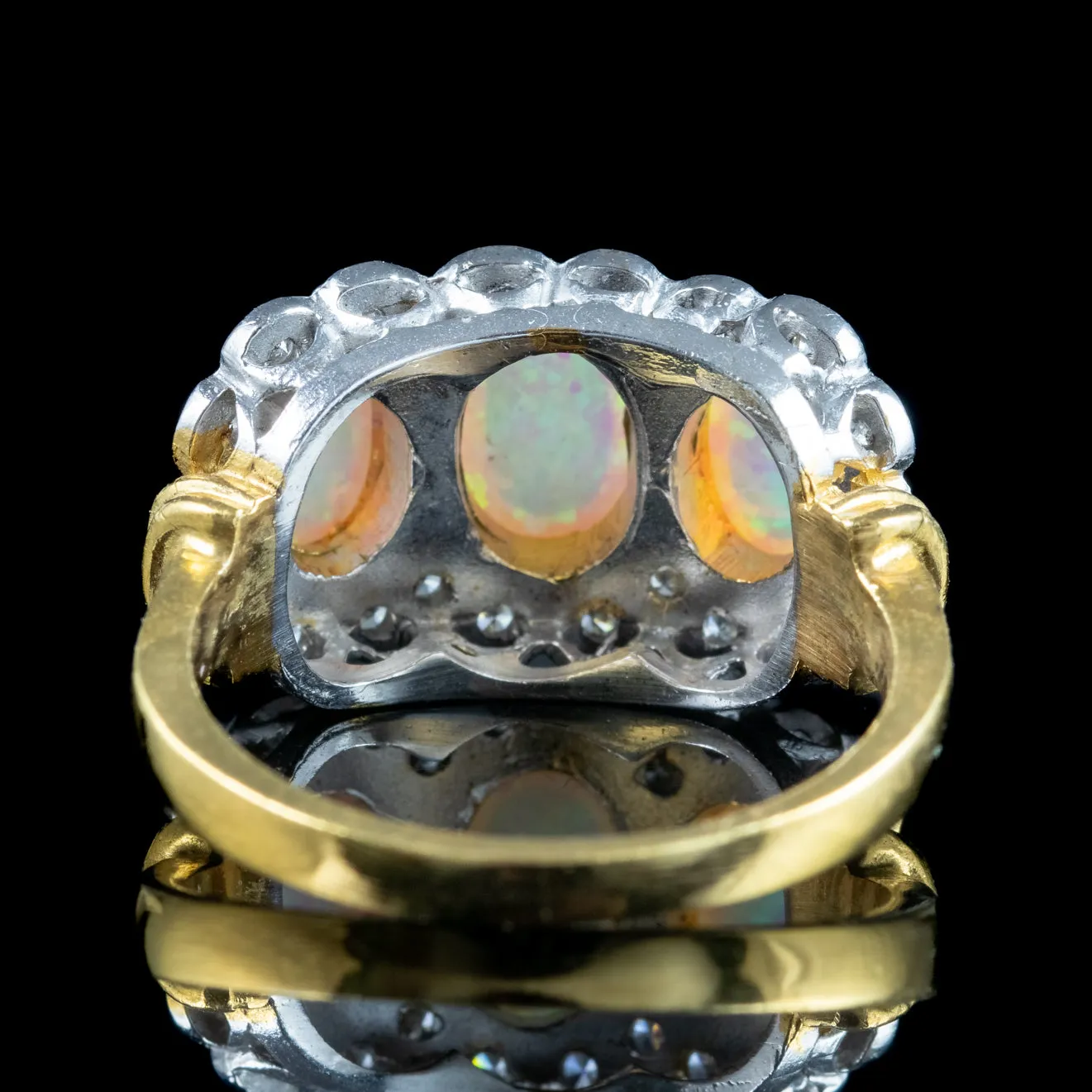 Edwardian Style Opal CZ Cluster Ring