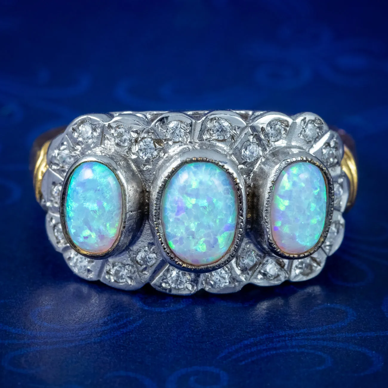Edwardian Style Opal CZ Cluster Ring