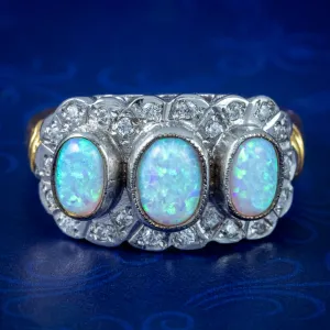 Edwardian Style Opal CZ Cluster Ring