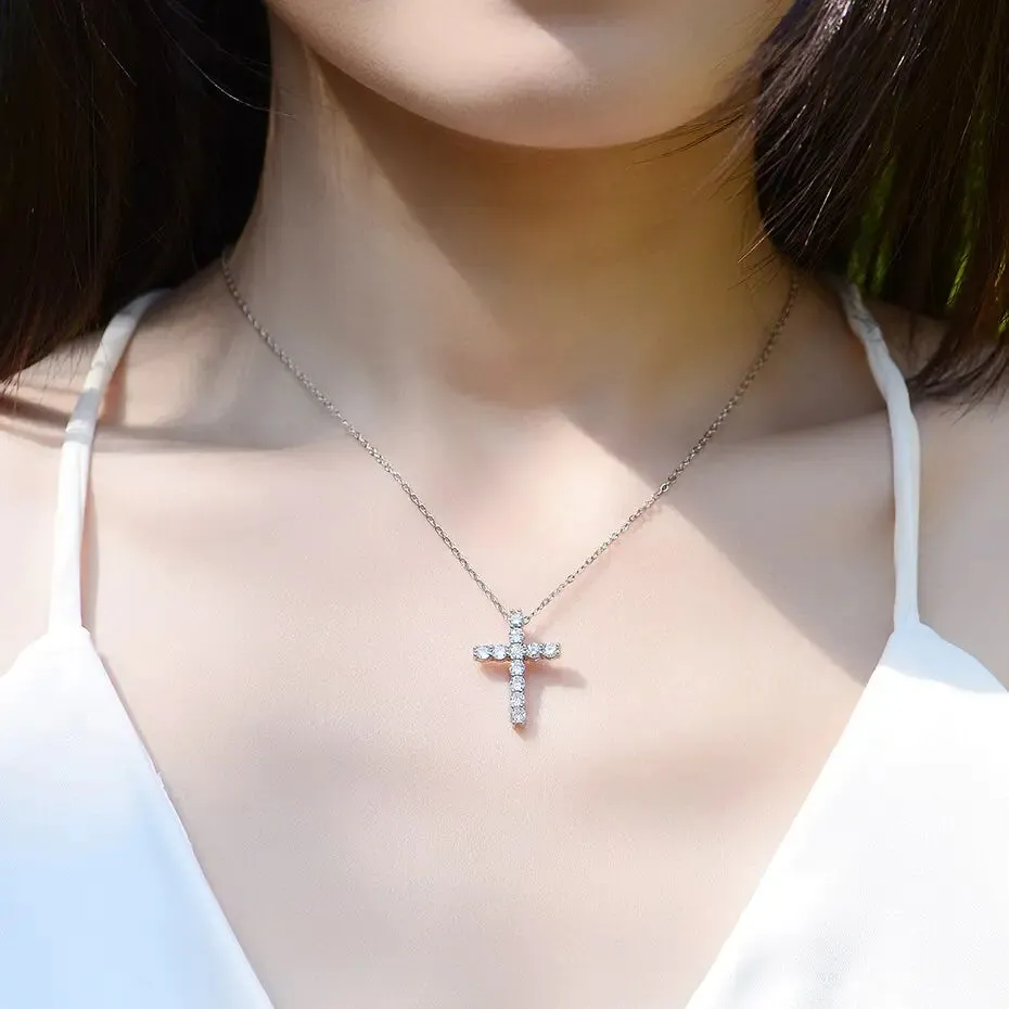Elegant Moissanite Cross Pendants For Women