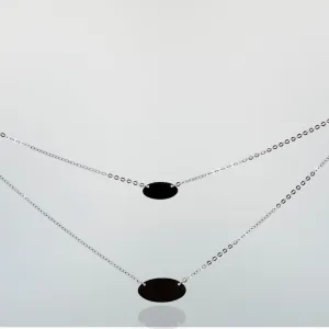 Elegant Sterling Silver Necklace with Two Oval Discs Pendants